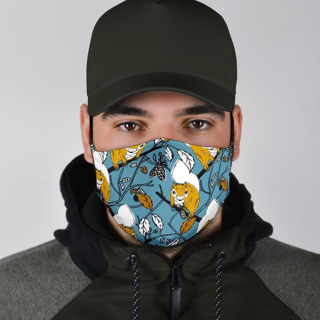 Squirrel Drawing Pattern Print Face Mask-grizzshop