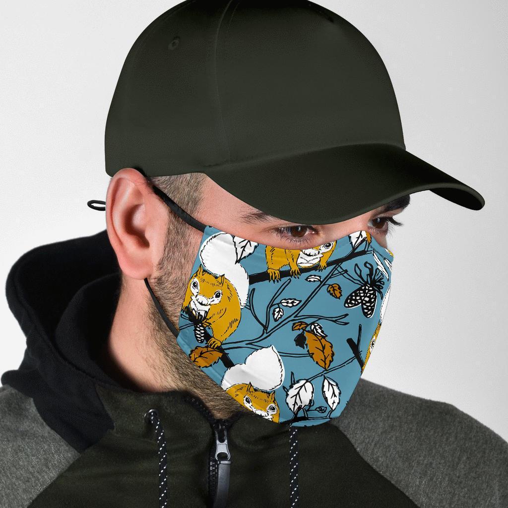 Squirrel Drawing Pattern Print Face Mask-grizzshop