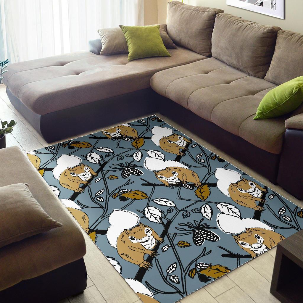 Squirrel Drawing Pattern Print Floor Mat-grizzshop