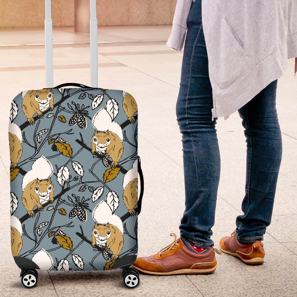 Squirrel Drawing Pattern Print Luggage Cover Protector-grizzshop