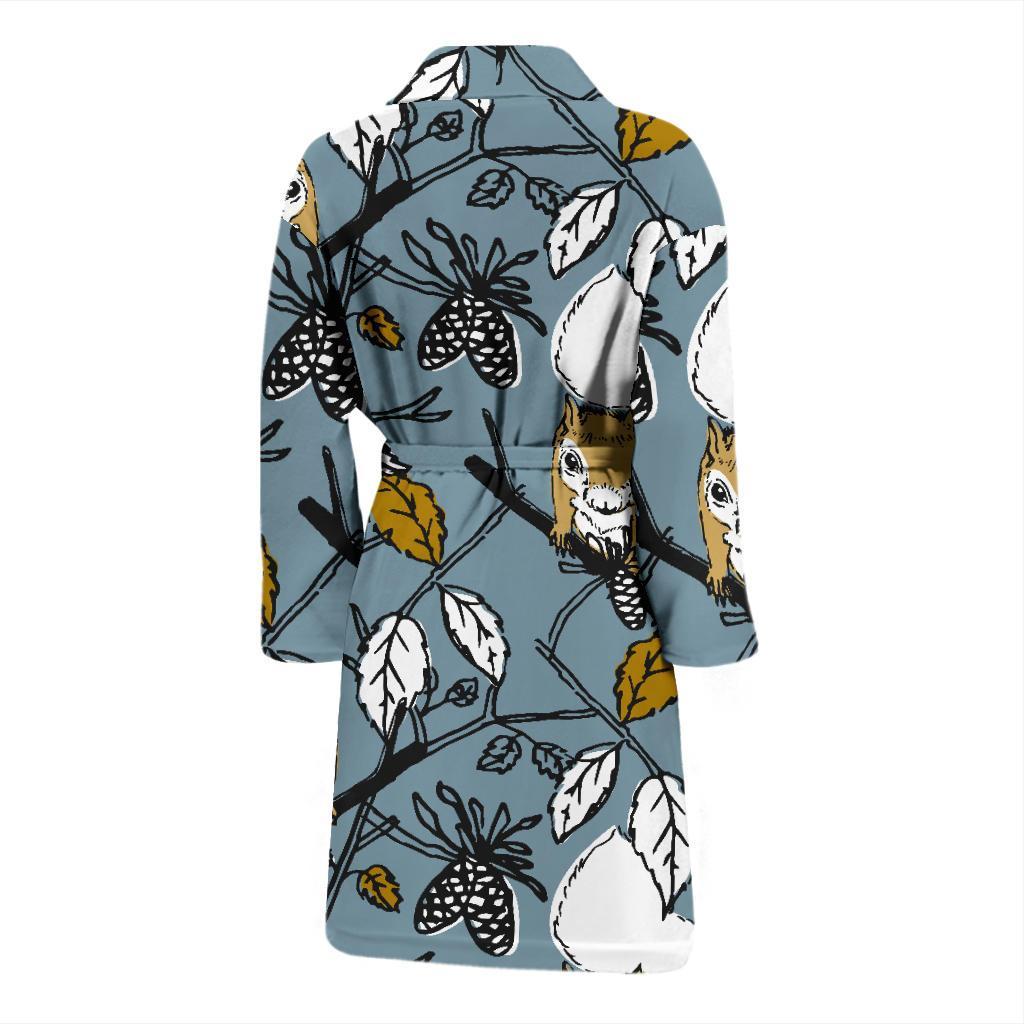 Squirrel Drawing Pattern Print Men Long Robe-grizzshop