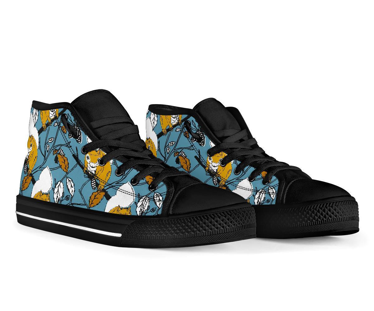 Squirrel Drawing Pattern Print Men Women's High Top Shoes-grizzshop