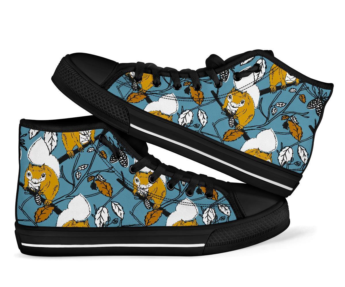 Squirrel Drawing Pattern Print Men Women's High Top Shoes-grizzshop
