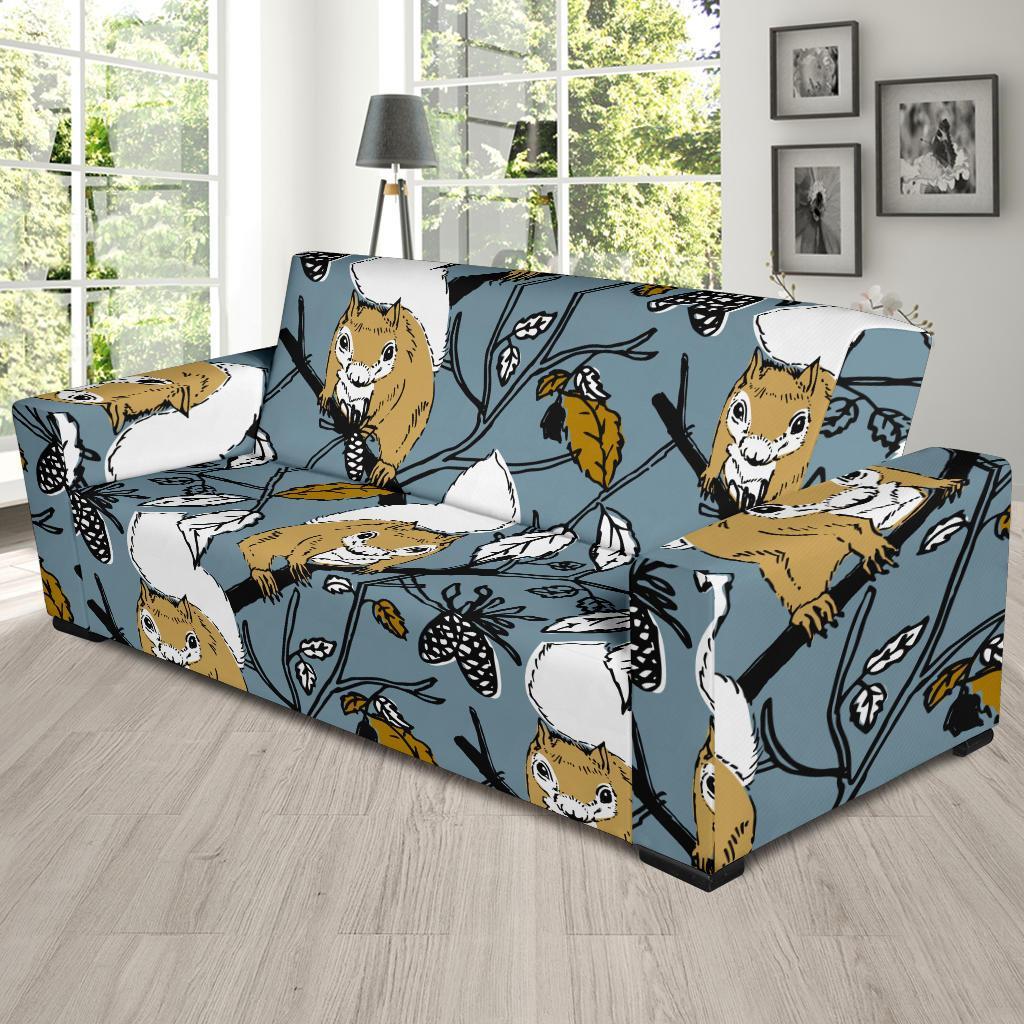 Squirrel Drawing Pattern Print Sofa Covers-grizzshop