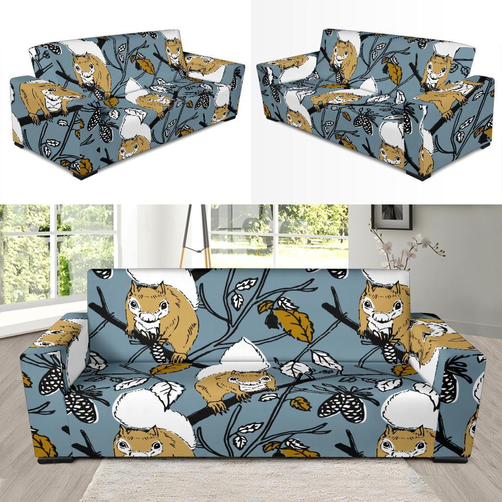 Squirrel Drawing Pattern Print Sofa Covers-grizzshop