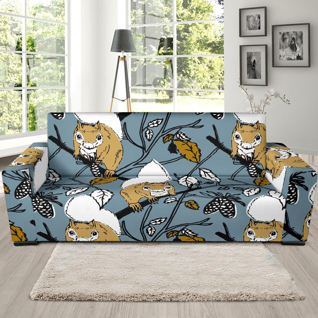 Squirrel Drawing Pattern Print Sofa Covers-grizzshop