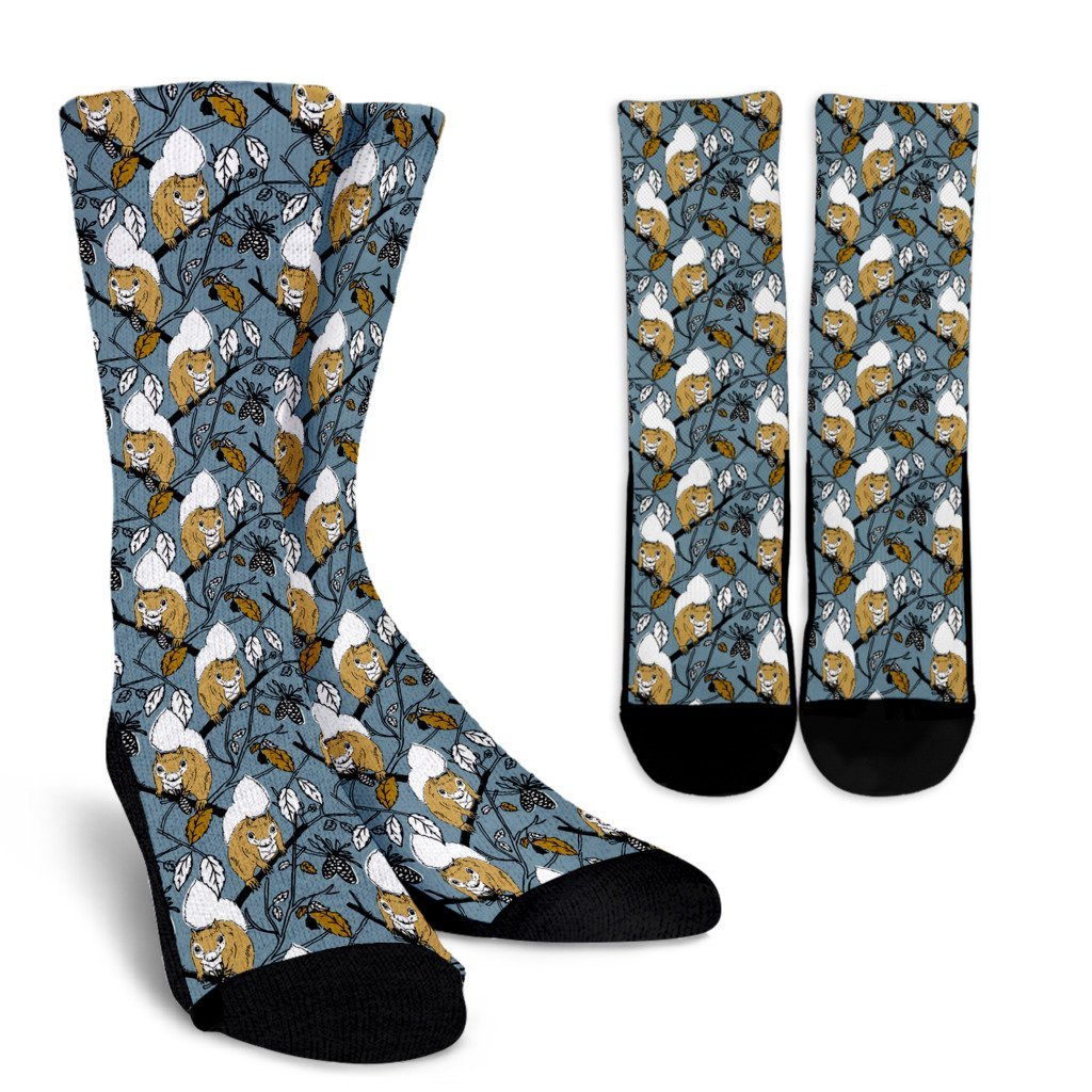 Squirrel Drawing Pattern Print Unisex Crew Socks-grizzshop