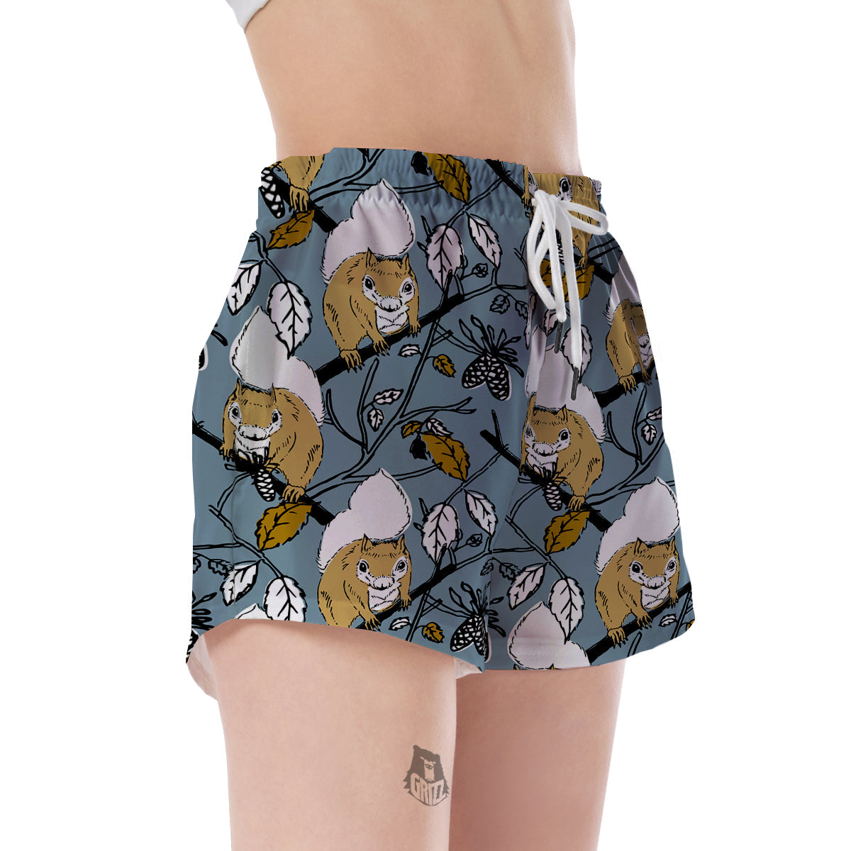 Squirrel Drawing Pattern Print Women's Shorts-grizzshop