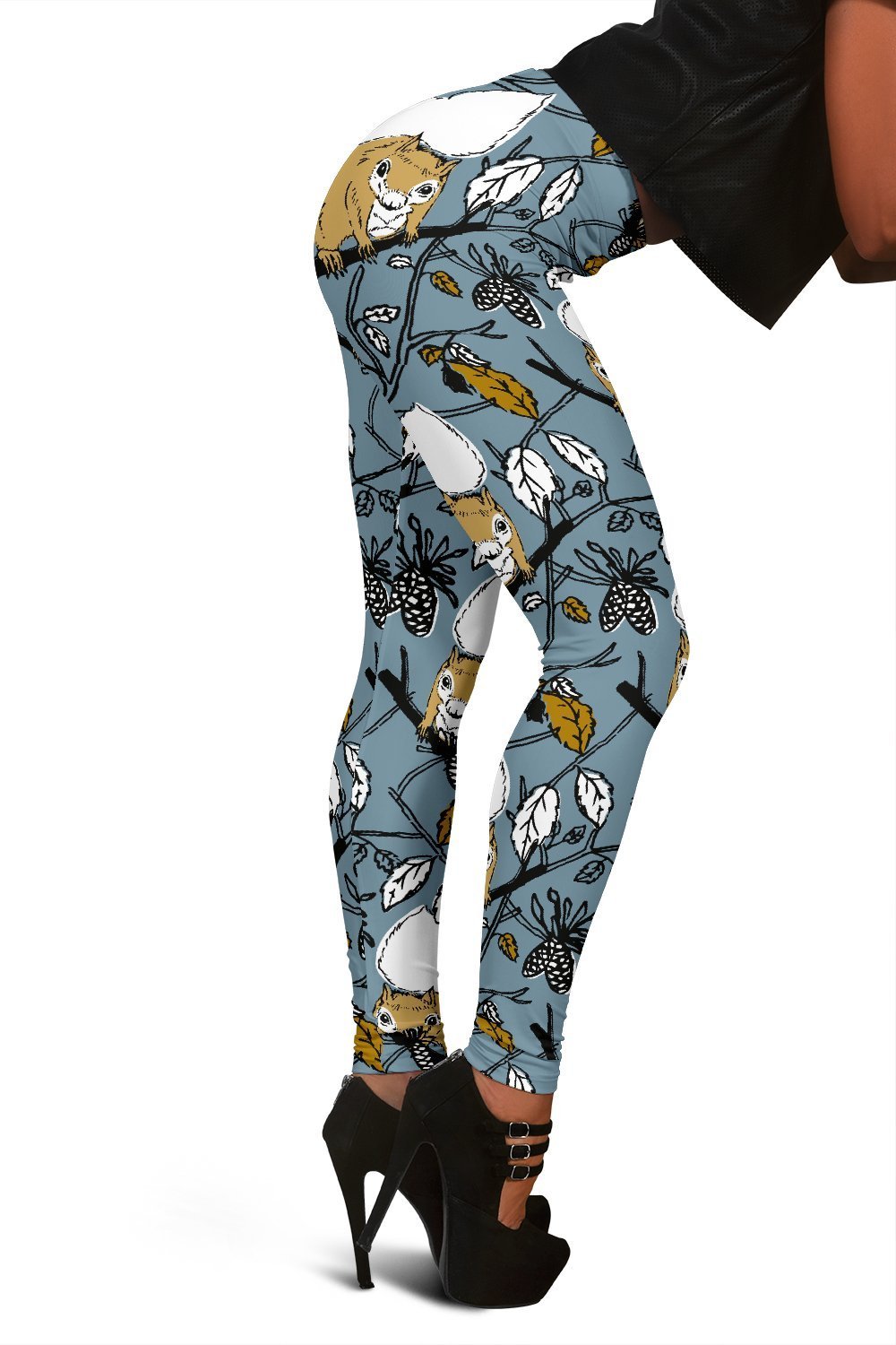 Squirrel Drawing Print Pattern Women Leggings-grizzshop