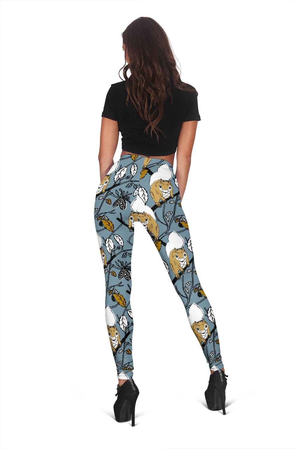 Squirrel Drawing Print Pattern Women Leggings-grizzshop