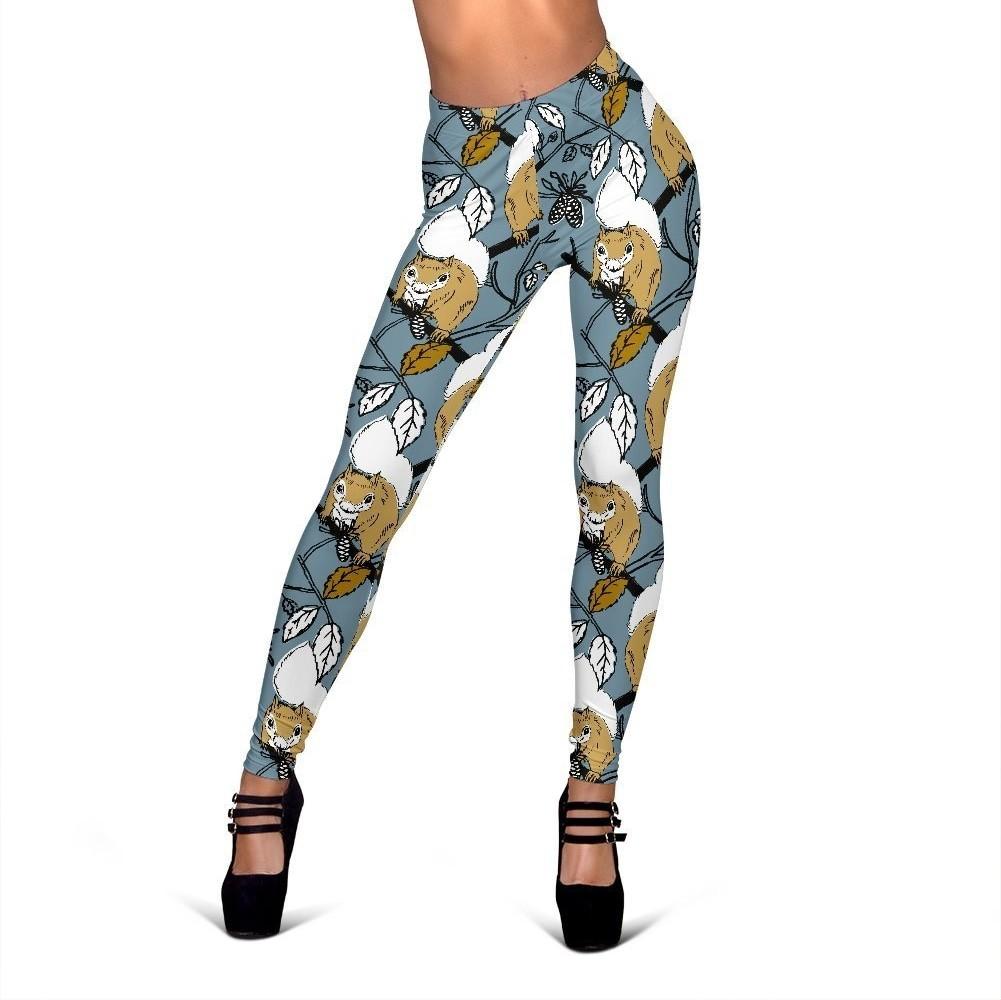 Squirrel Drawing Print Pattern Women Leggings-grizzshop