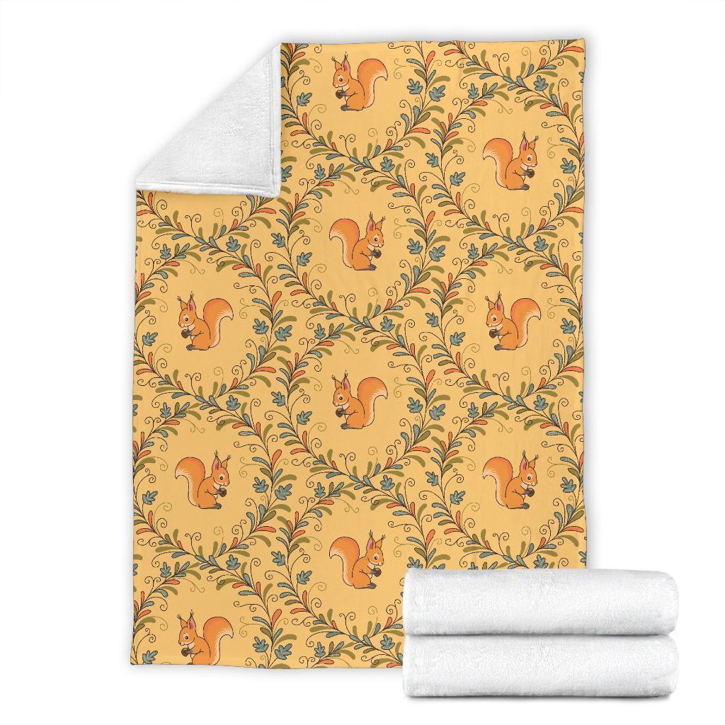 Squirrel Drawing Walnut Pattern Print Blanket-grizzshop