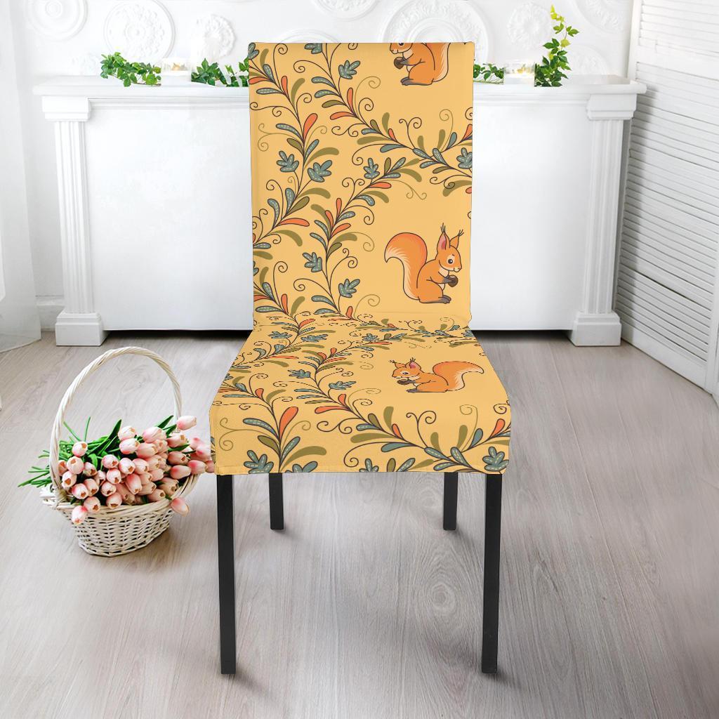 Squirrel Drawing Walnut Pattern Print Chair Cover-grizzshop