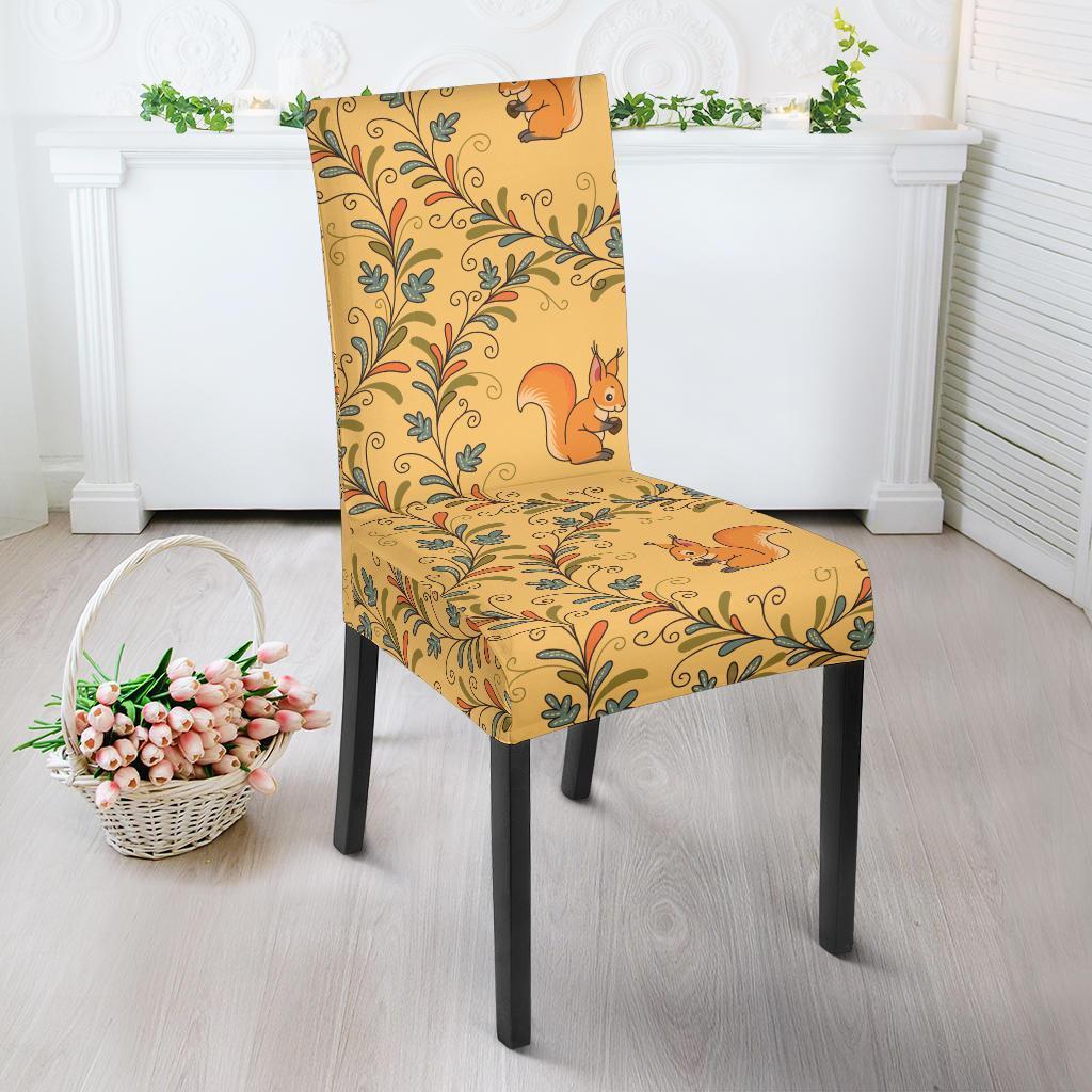 Squirrel Drawing Walnut Pattern Print Chair Cover-grizzshop