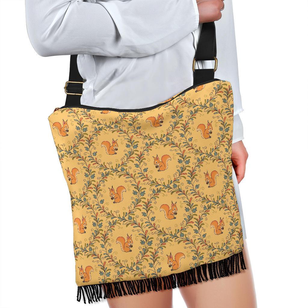Squirrel Drawing Walnut Pattern Print Crossbody Bags-grizzshop
