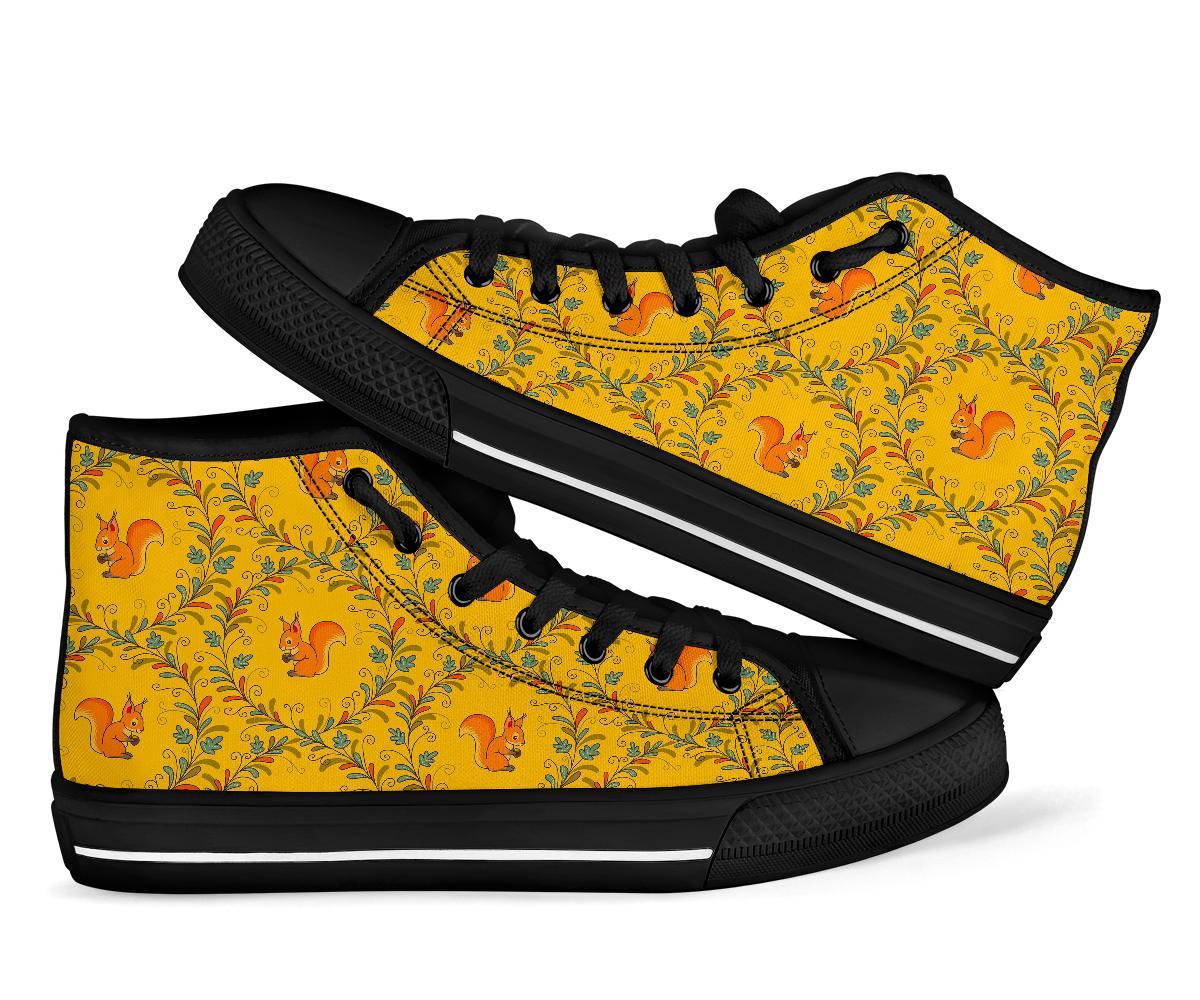 Squirrel Drawing Walnut Pattern Print Men Women's High Top Shoes-grizzshop