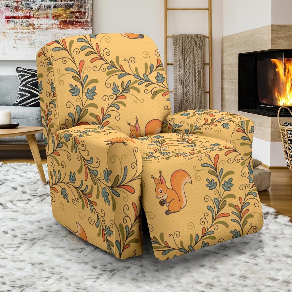 Squirrel Drawing Walnut Pattern Print Recliner Cover-grizzshop