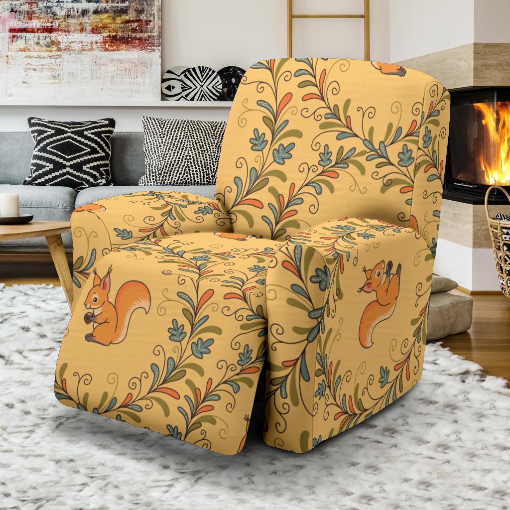 Squirrel Drawing Walnut Pattern Print Recliner Cover-grizzshop