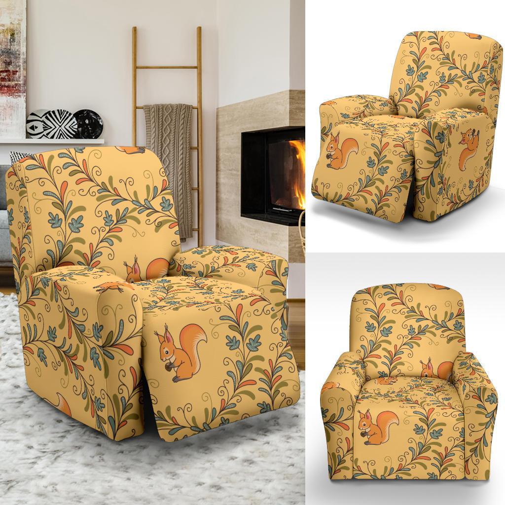 Squirrel Drawing Walnut Pattern Print Recliner Cover-grizzshop