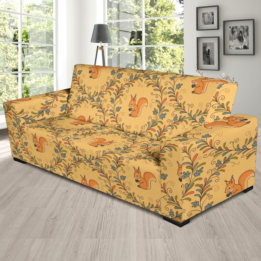 Squirrel Drawing Walnut Pattern Print Sofa Covers-grizzshop