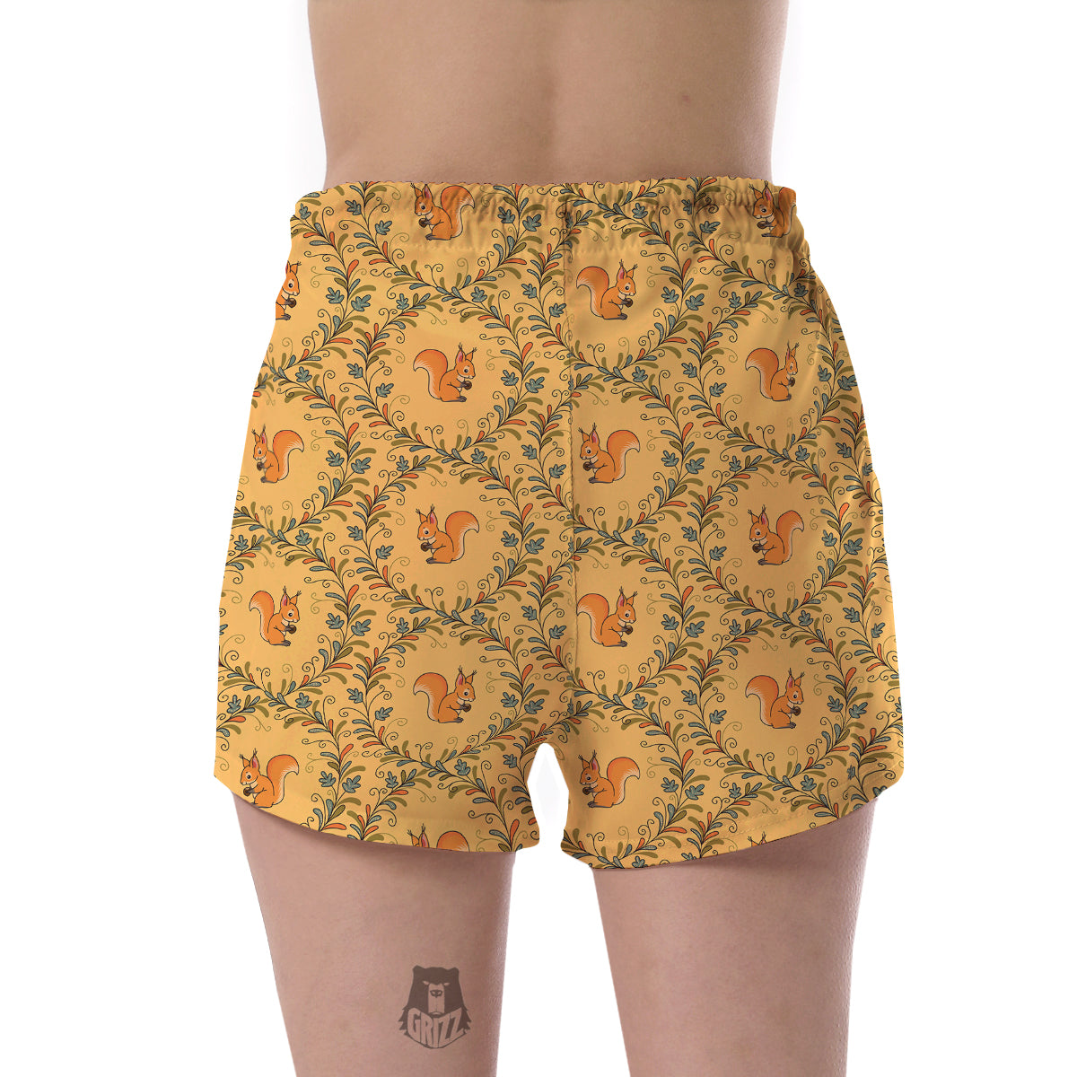 Squirrel Drawing Walnut Pattern Print Women's Shorts-grizzshop