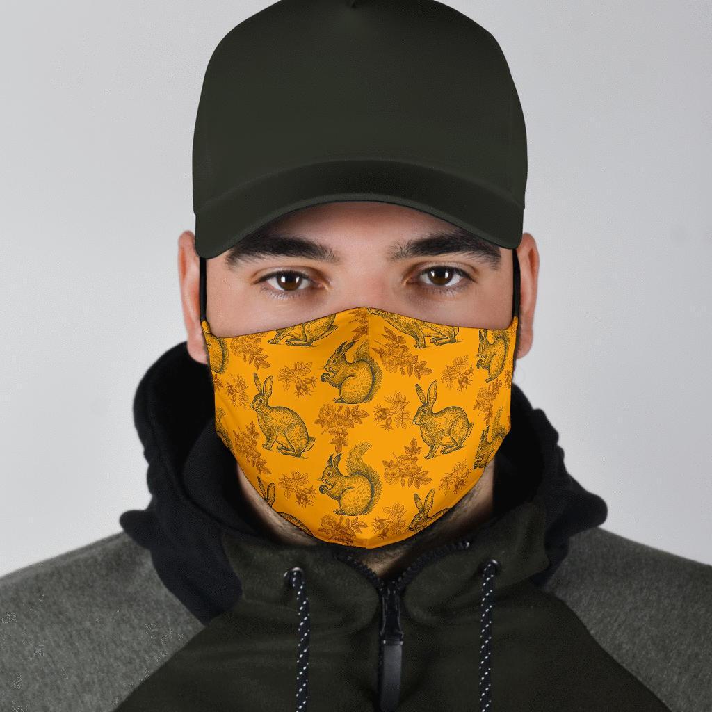 Squirrel Rabbit Pattern Print Face Mask-grizzshop