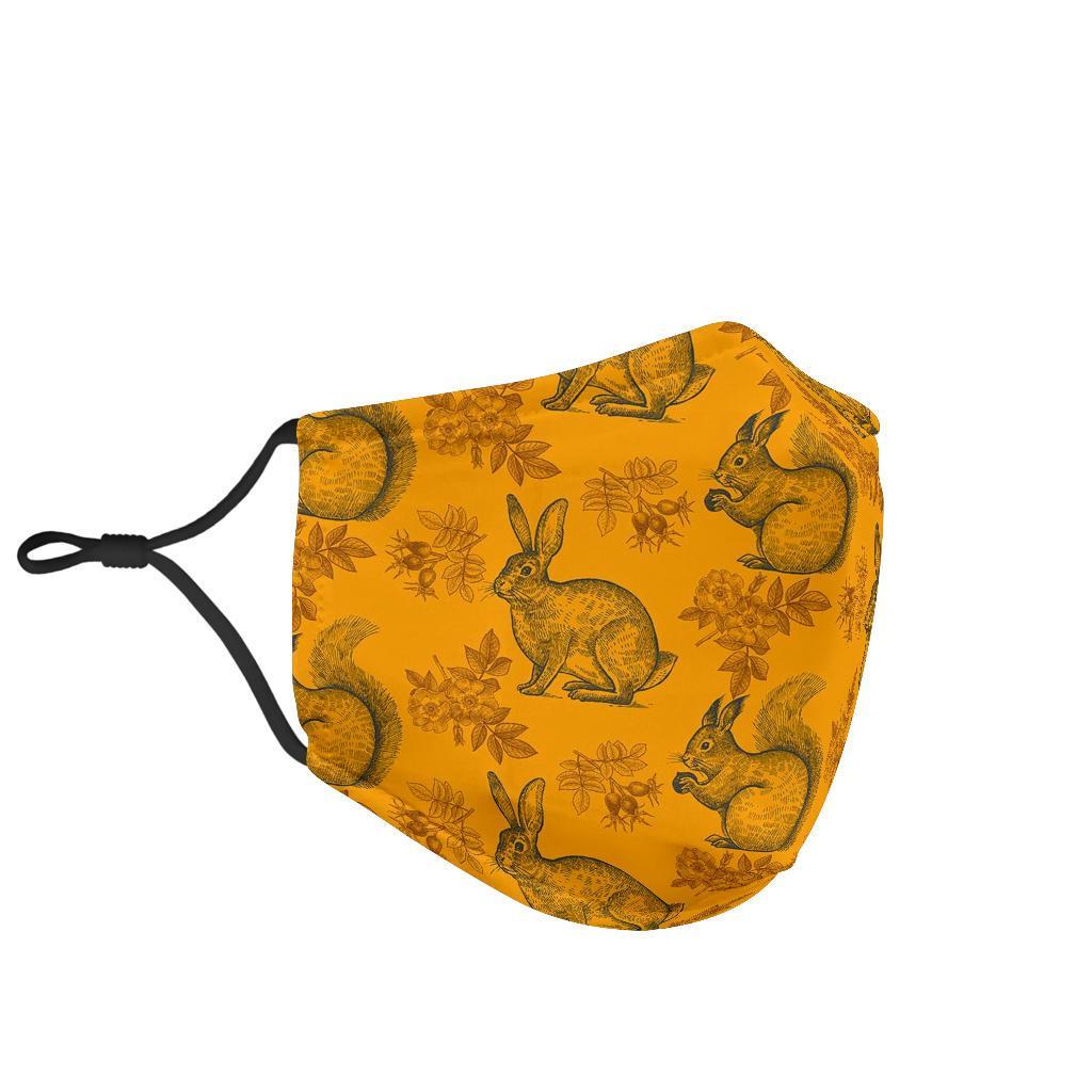 Squirrel Rabbit Pattern Print Face Mask-grizzshop