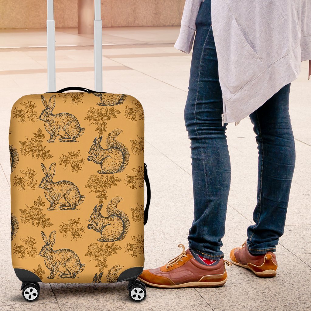 Squirrel Rabbit Pattern Print Luggage Cover Protector-grizzshop