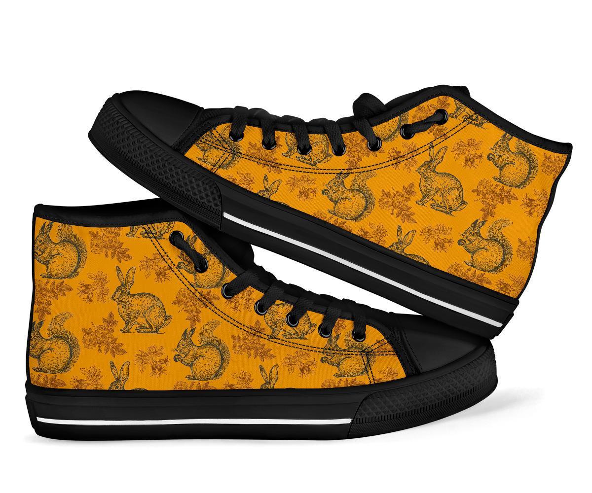 Squirrel Rabbit Pattern Print Men Women's High Top Shoes-grizzshop