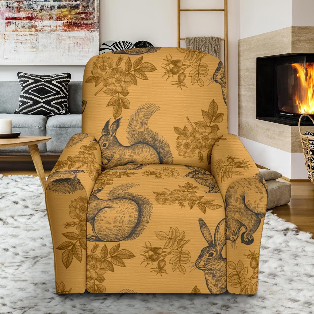 Squirrel Rabbit Pattern Print Recliner Cover-grizzshop