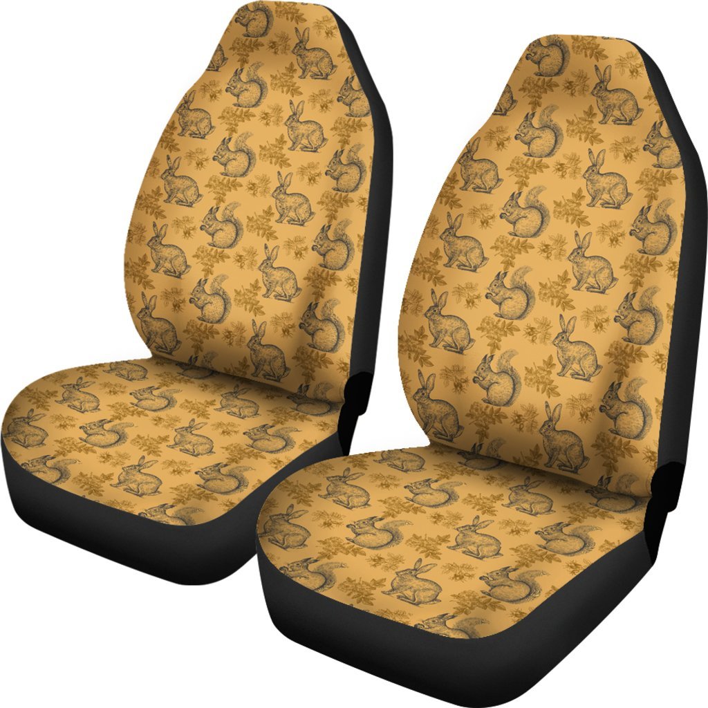 Squirrel Rabbit Pattern Print Universal Fit Car Seat Cover-grizzshop