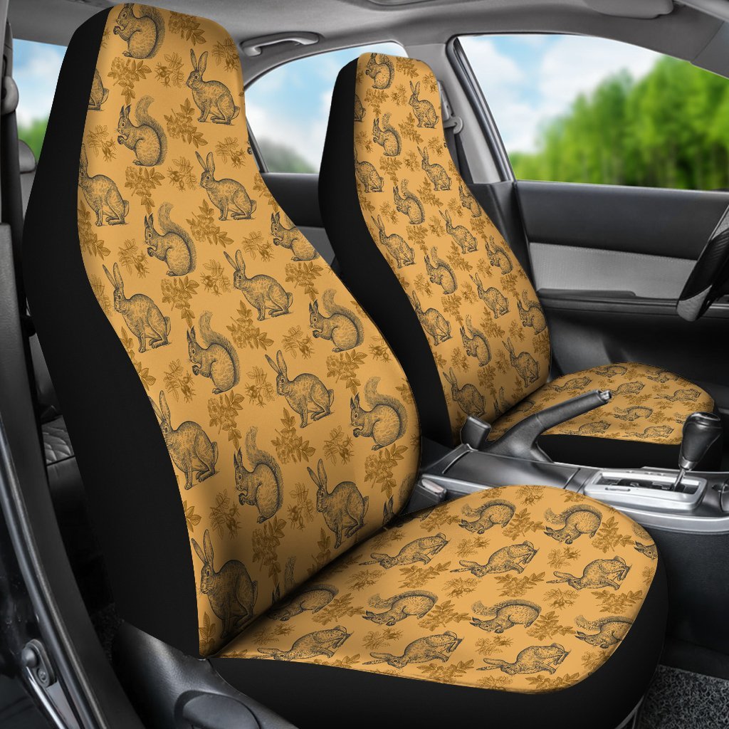 Squirrel Rabbit Pattern Print Universal Fit Car Seat Cover-grizzshop