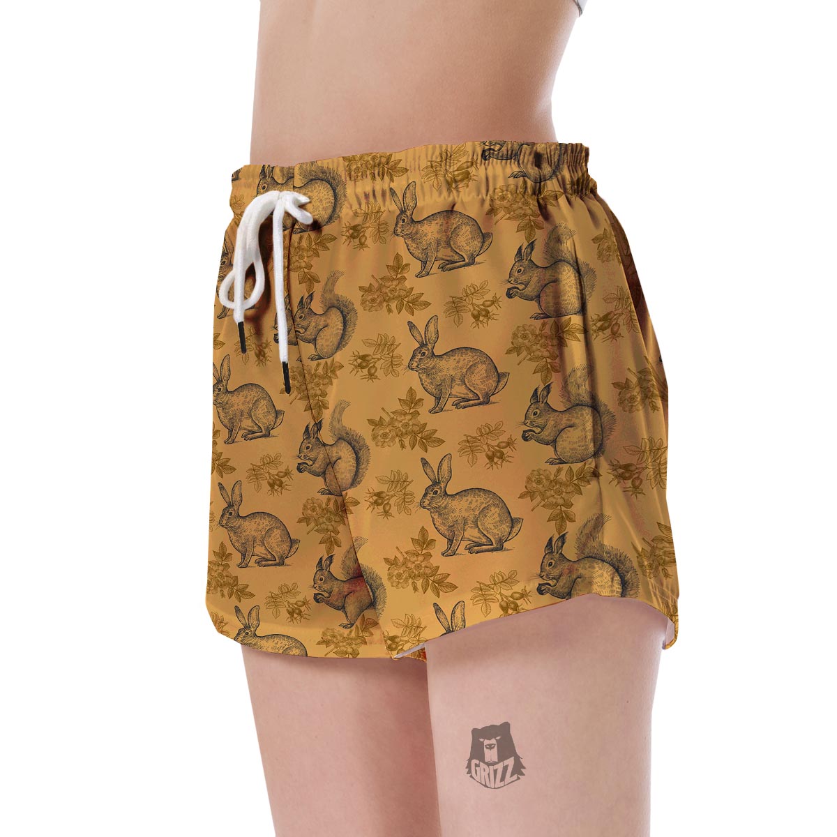 Squirrel Rabbit Pattern Print Women's Shorts-grizzshop