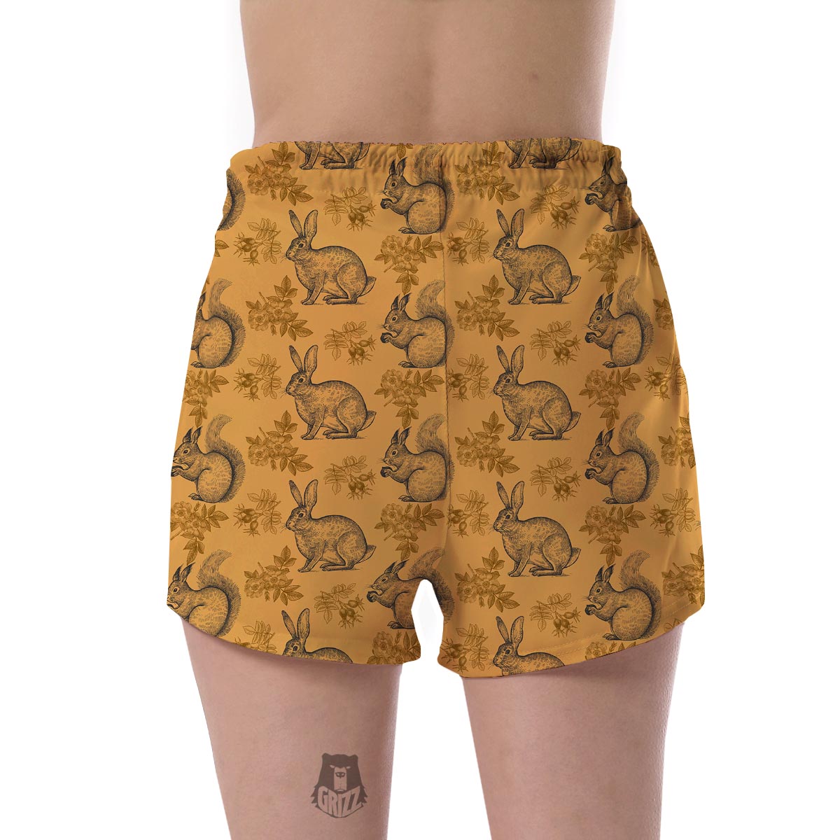 Squirrel Rabbit Pattern Print Women's Shorts-grizzshop
