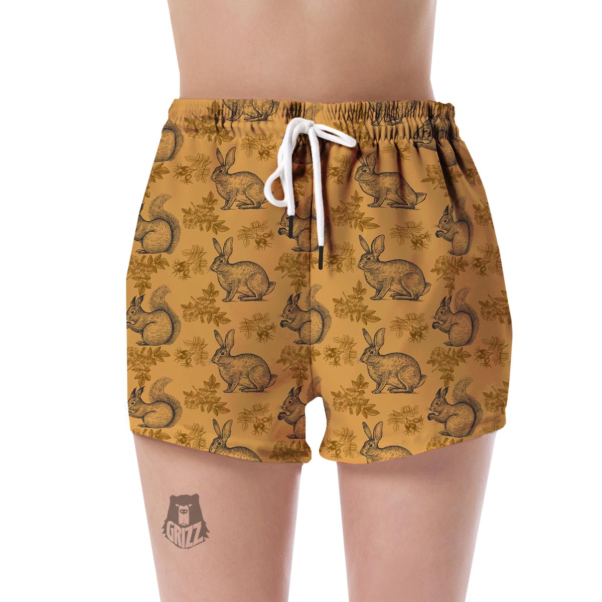 Squirrel Rabbit Pattern Print Women's Shorts-grizzshop