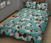 St Bernard Blue Pattern Print Bed Set Quilt-grizzshop