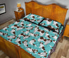 St Bernard Blue Pattern Print Bed Set Quilt-grizzshop