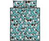 St Bernard Blue Pattern Print Bed Set Quilt-grizzshop