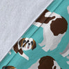 St Bernard Blue Pattern Print Blanket-grizzshop