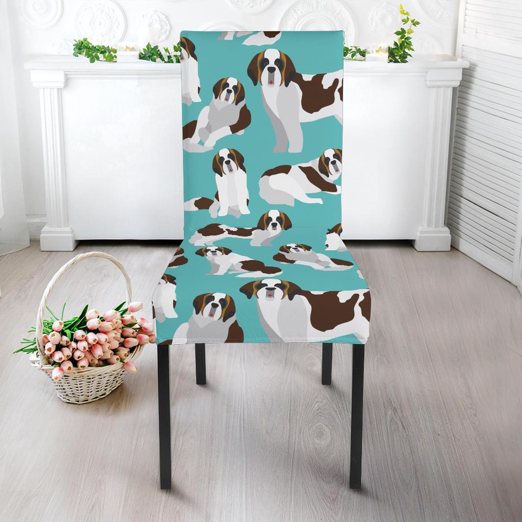 St Bernard Blue Pattern Print Chair Cover-grizzshop