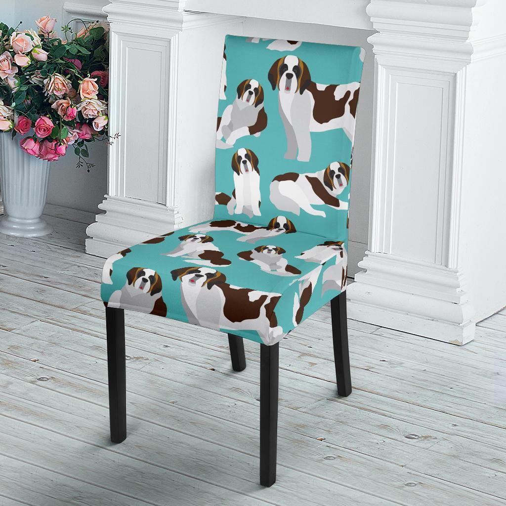 St Bernard Blue Pattern Print Chair Cover-grizzshop