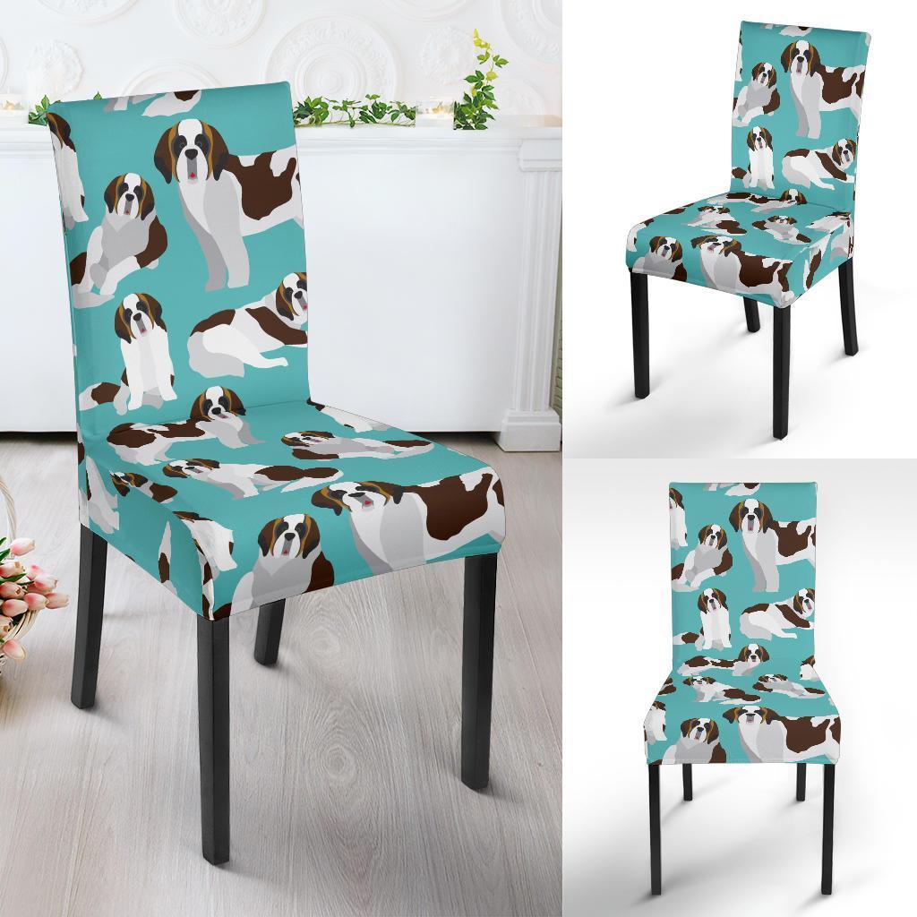 St Bernard Blue Pattern Print Chair Cover-grizzshop