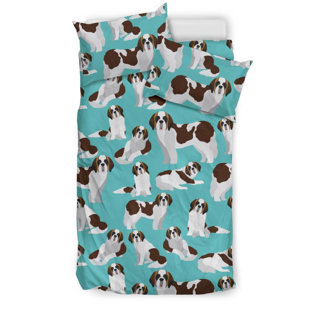 St Bernard Blue Pattern Print Duvet Cover Bedding Set-grizzshop