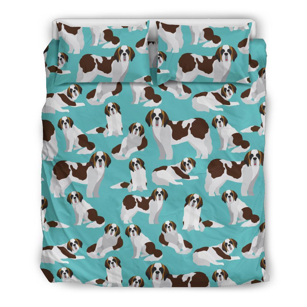 St Bernard Blue Pattern Print Duvet Cover Bedding Set-grizzshop