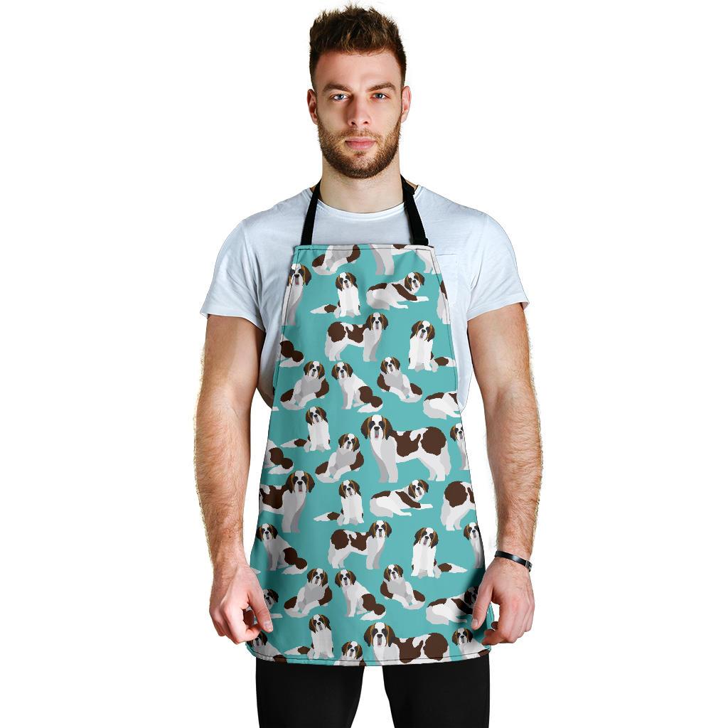 St Bernard Blue Pattern Print Men's Apron-grizzshop