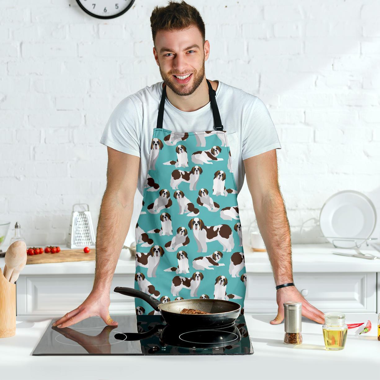 St Bernard Blue Pattern Print Men's Apron-grizzshop