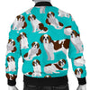 St Bernard Blue Pattern Print Men's Bomber Jacket-grizzshop