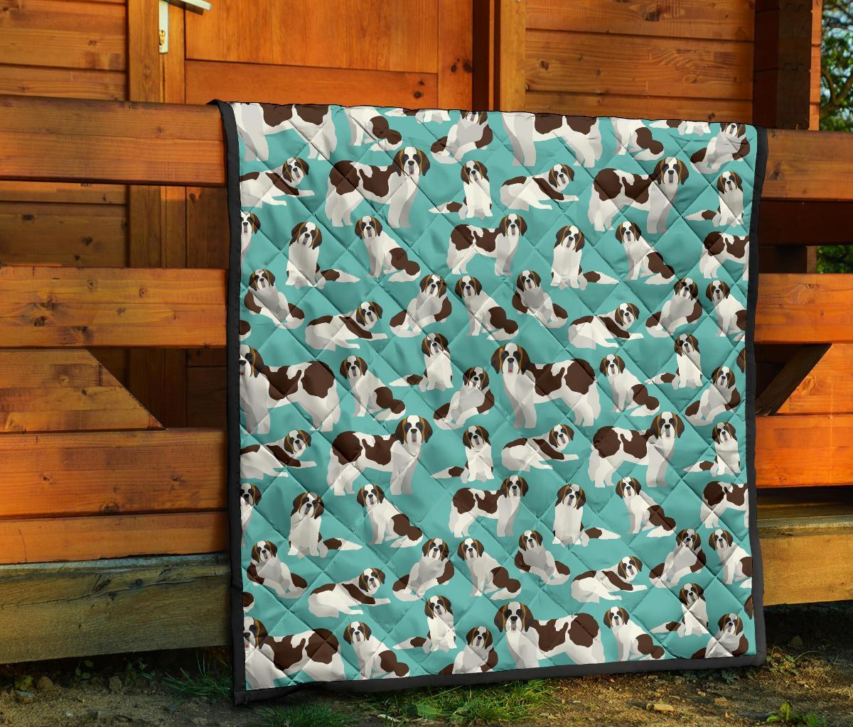 St Bernard Blue Pattern Print Quilt-grizzshop