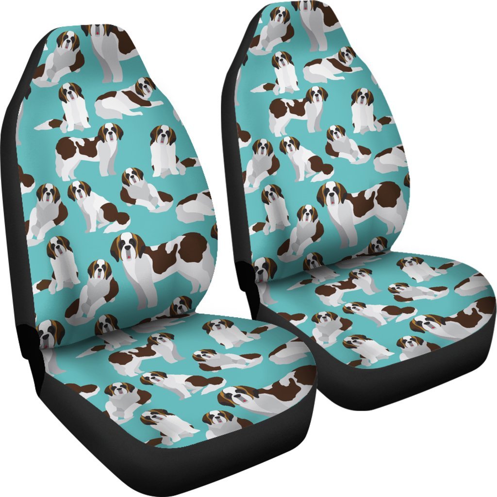 St Bernard Blue Pattern Print Universal Fit Car Seat Covers-grizzshop