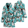 St Bernard Blue Pattern Print Women Long Robe-grizzshop